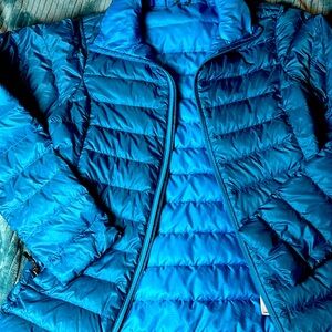 Teal blue REI genuine down puffer jacket